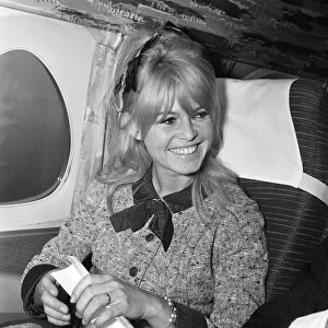 Brigitte Bardot, french film actress, flies in from Orly Airport Paris