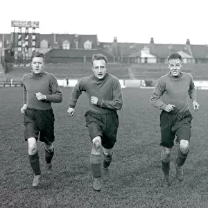 Bristol City FC. Sleman, Taylor and Vials in training. 11th December 1929