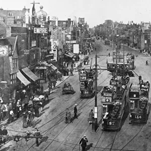 Bristol Old Market about 1908 - showing trams and the Empire Theatre