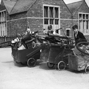 Bristol schoolchildren seen here collecting scrap metal during the Second World War