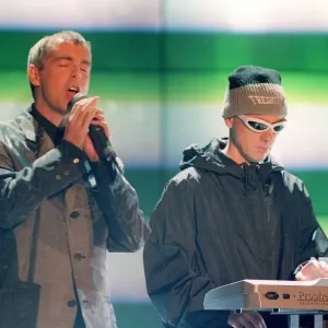 The Brit Awards February1996 The Pet Shop boys performing