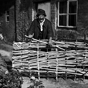 Britains oldest Hurdle Maker: Mr. George Gradner hurdle-making at his Hampshire home