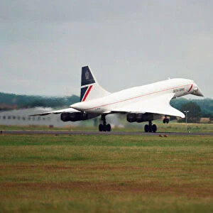 British Airways Concorde G-BOAF seen here touching down on runway 07 / 25 at Newcastle