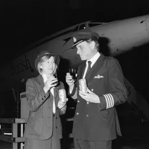 British Airways Concorde stewardess Carol Bryant and Concorde captain John Cookdrink British Airways Concorde stewardess Carol Bryant and Concorde captain John Cookdrink