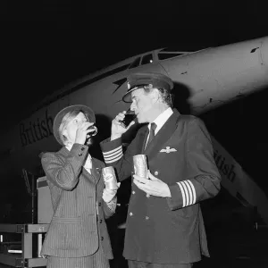 British Airways Concorde stewardess Carol Bryant and Concorde captain John Cookdrink British Airways Concorde stewardess Carol Bryant and Concorde captain John Cookdrink