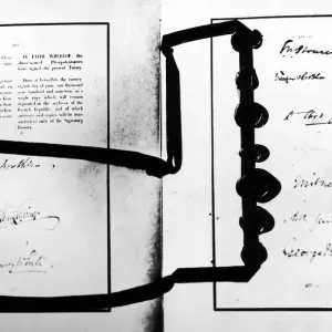British and American signatures on the 1919 Treaty of Versailles. 28th June 1919