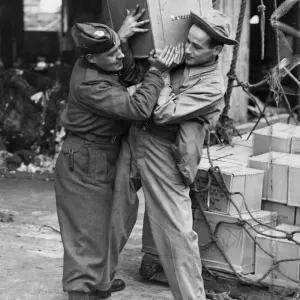 Print of British Royal Engineers Sapper Unloading Supplies at Liverpool Docks