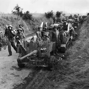 Print of British Royal Engineers clearing mines near Caen, 8th July 1944