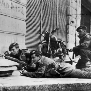 British army troops involved in street fighting in Athens