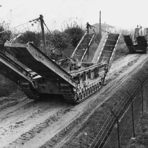 British Armys new self propelled bridges. Twaby Ark bridging tanks moving British Armys new self propelled bridges. Twaby Ark bridging tanks moving