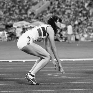 British athlete Kathy Smallwood dejected after failing to win in the Women British athlete Kathy Smallwood dejected after failing to win in the Women