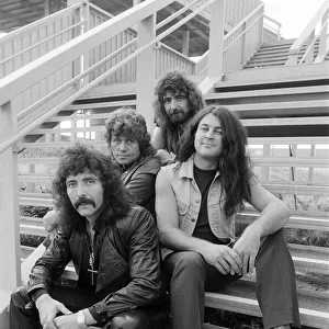 British heavy metal rock group Black Sabbath pictured before their performance at the NEC