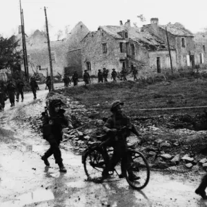 British infantry of a county regiment move up through the bomb British infantry of a county regiment move up through the bomb
