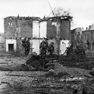 British Landings on Walcheren. Assault troops advancing through the streets of Flushing