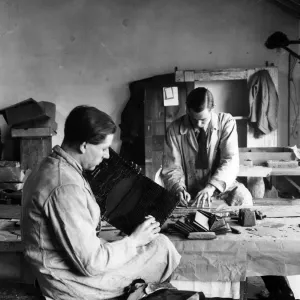 British Legion leather work by disabled soldiers at St James Road, Old Kent Road British Legion leather work by disabled soldiers at St James Road, Old Kent Road