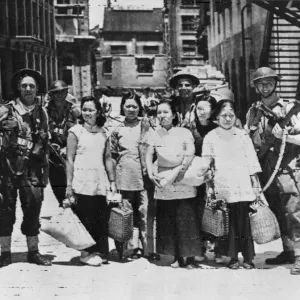 British Marines Escort Chinese Women in Hong Kong Print British Marines Escort Chinese Women in Hong Kong Print