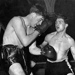 British middleweight boxer Johnny Sullivan in action against Michael Stackduring their
