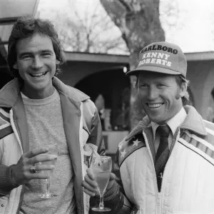 British Motorcycle road racer Barry Sheene with American reigning World Champion Kenny British Motorcycle road racer Barry Sheene with American reigning World Champion Kenny