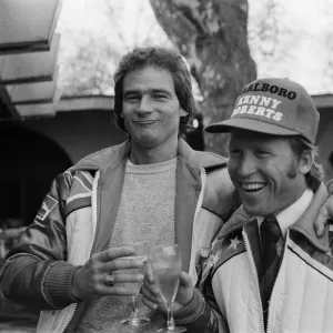 British Motorcycle road racer Barry Sheene with American reigning World Champion Kenny British Motorcycle road racer Barry Sheene with American reigning World Champion Kenny