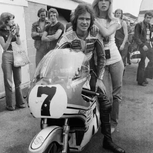 British motorcycle road racer Barry Sheene with girlfriend Stephanie McLean British motorcycle road racer Barry Sheene with girlfriend Stephanie McLean