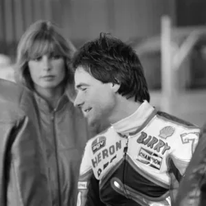 British Motorcycle road racer Barry Sheene with his new Suzuki bike British Motorcycle road racer Barry Sheene with his new Suzuki bike