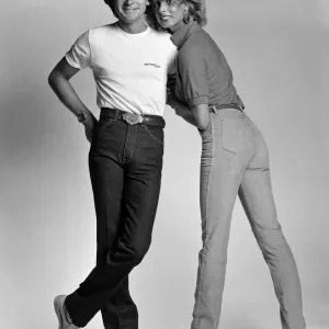 British Motorcycle road racer Barry Sheene poses with his girlfriend Stephanie McLean in British Motorcycle road racer Barry Sheene poses with his girlfriend Stephanie McLean in