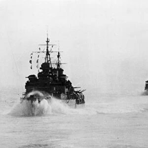 British Naval escort and convoy in the Mediterranean. On board HMS Sheffield