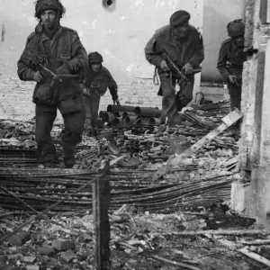 Print of British Paratroopers on Patrol in Oosterbeek, Netherlands Print of British Paratroopers on Patrol in Oosterbeek, Netherlands