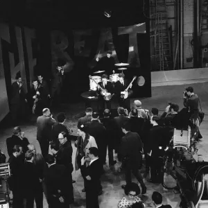 British pop group The Beatles rehearsing for their performance on the Ed Sullivan British pop group The Beatles rehearsing for their performance on the Ed Sullivan