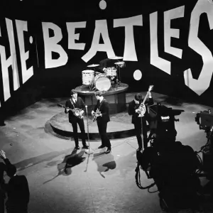 British pop group The Beatles rehearsing for their performance on the Ed Sullivan British pop group The Beatles rehearsing for their performance on the Ed Sullivan