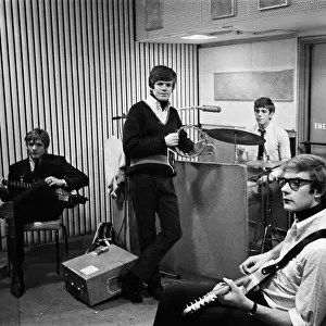 British pop group Herman Hermits led by singer Peter Noone pictured at Kingsway recording