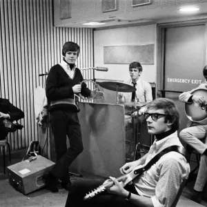 British pop group Herman Hermits led by singer Peter Noone pictured at Kingsway recording