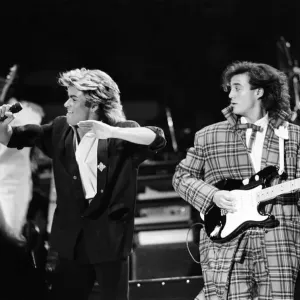 British pop group Wham pictured on their 10-day visit to China, April 1985
