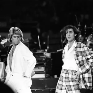 British pop group Wham pictured on their 10-day visit to China, April 1985