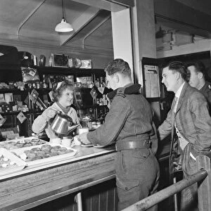British pop singer Terry Dene queuing up for his meal in the canteen at Winchester