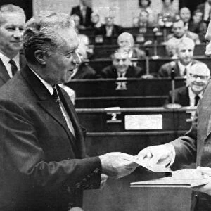 British Prime Minister Edward Heath receiving the European Prize for Statesmanship