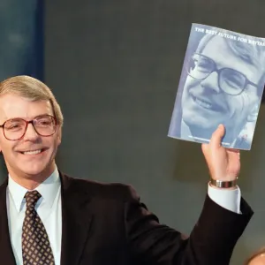 British Prime Minister, John Major launches his Conservative party election manifesto British Prime Minister, John Major launches his Conservative party election manifesto