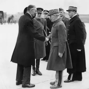British Prime Minister Neville Chamberlain pays a visit to the soldiers of the British