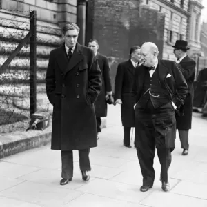 British Prime Minister Winston Churchill with Foreign Secretary Anthony Eden on their British Prime Minister Winston Churchill with Foreign Secretary Anthony Eden on their