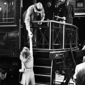 Winston Churchill Hands Cigar Band to Girl, 1943 Print Winston Churchill Hands Cigar Band to Girl, 1943 Print
