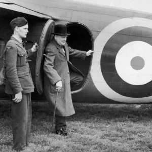 Winston Churchill Steps Off Aircraft Print, 1941 Winston Churchill Steps Off Aircraft Print, 1941