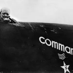 Winston Churchill in Consolidated B-24 Liberator Print 1943 Winston Churchill in Consolidated B-24 Liberator Print 1943