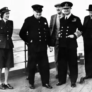 British Prime Minister Winston Churchill pictured on his voyage by warship to the Middle British Prime Minister Winston Churchill pictured on his voyage by warship to the Middle