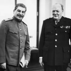 British Prime Minister Winston Churchill with Soviet leader Josef Stalin in the Livadia British Prime Minister Winston Churchill with Soviet leader Josef Stalin in the Livadia