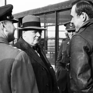 British Prime Minister Winston Churchill visits an erodrome in Southern England British Prime Minister Winston Churchill visits an erodrome in Southern England