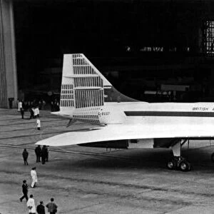 The British prototype Concorde 002 rolled out from the hanger in which it has ben built
