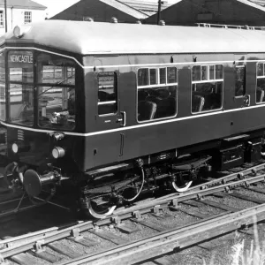 A British Rail Diesel train leaving the Gosforth sheds on 8th September 1955 A British Rail Diesel train leaving the Gosforth sheds on 8th September 1955