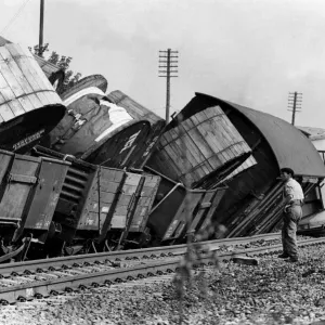 The British Rail main North-South freight line was completely blocked today on 7th August The British Rail main North-South freight line was completely blocked today on 7th August