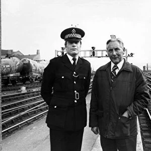 British Rail transport police inspector Maurice King (left) and locomotive inspector