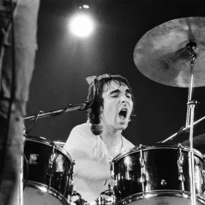 British rock group The Who performing on stage during a concert at the University of
